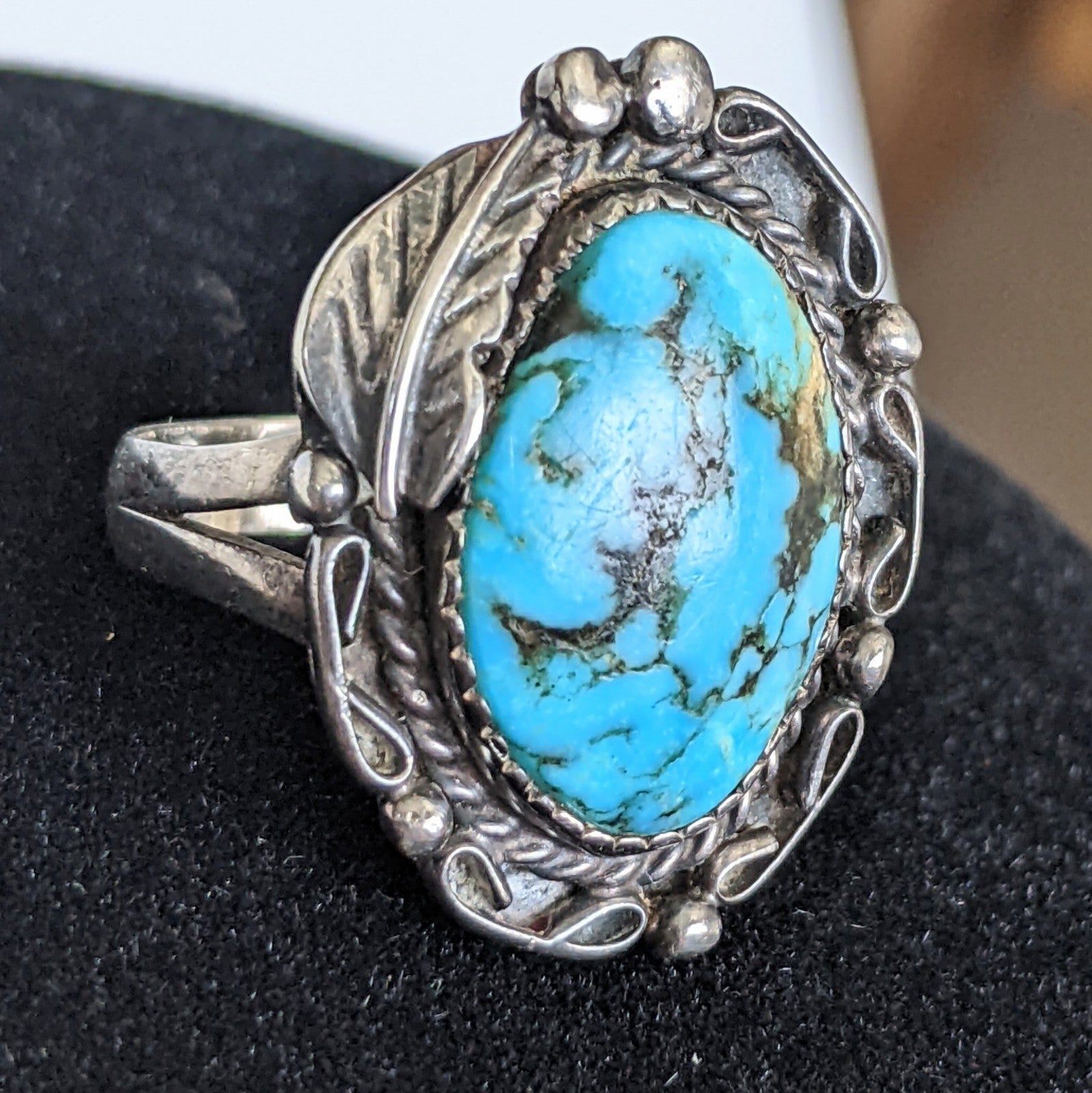 Vintage Old Pawn Bisbee Turquoise Ring Sterling Silver