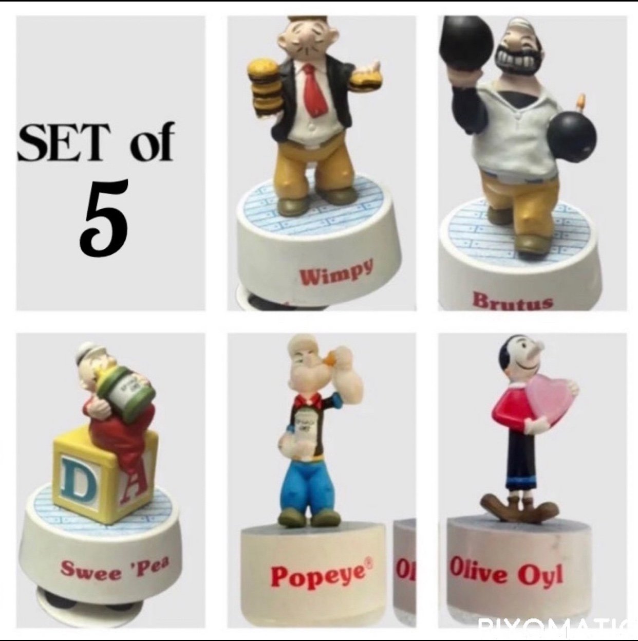 1989 Complete Set of Vintage Popeye and Olive Oyl and the gang Music Boxes