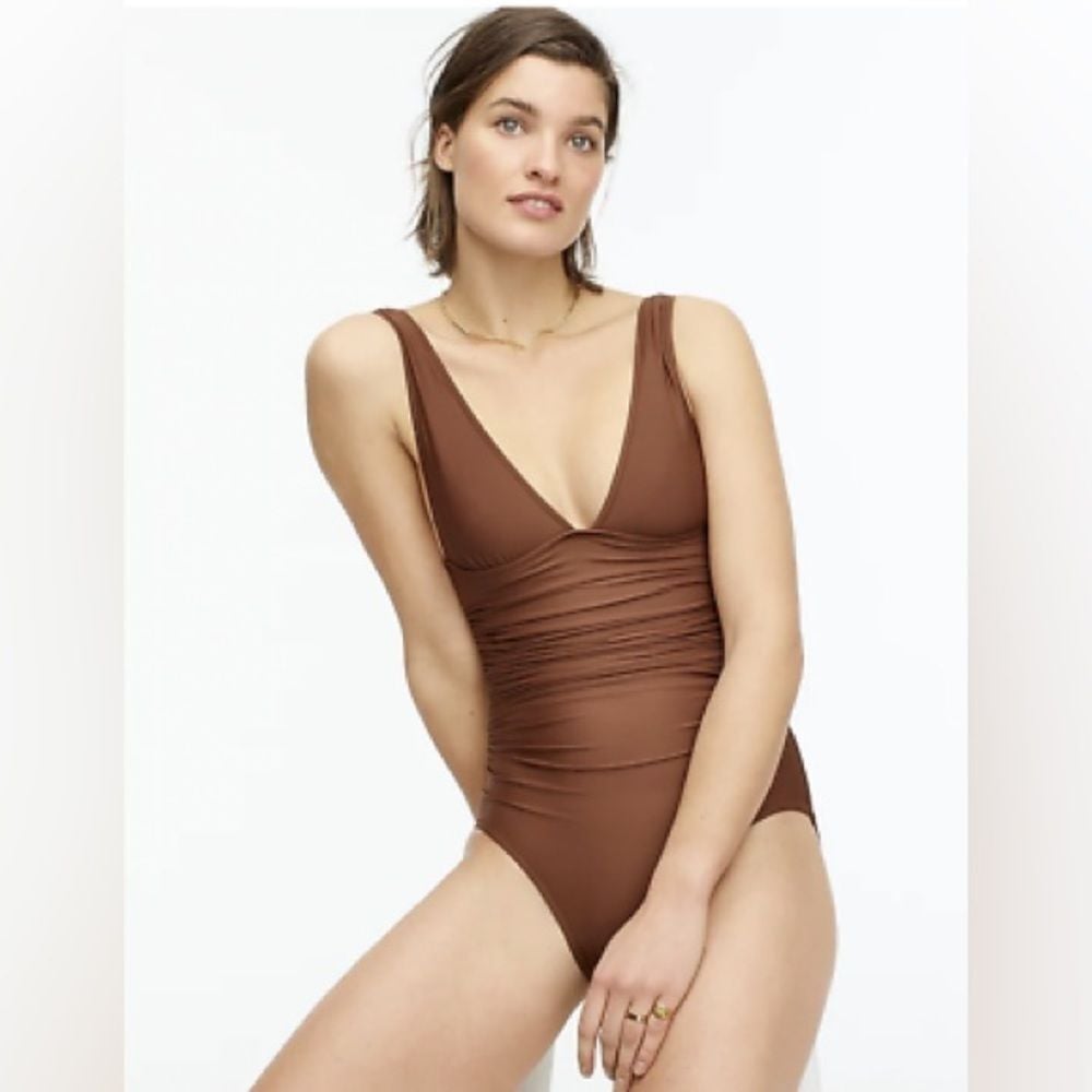 J.CREW Ruched femme one-piece swimsuit NWT plus size 24 BROWN