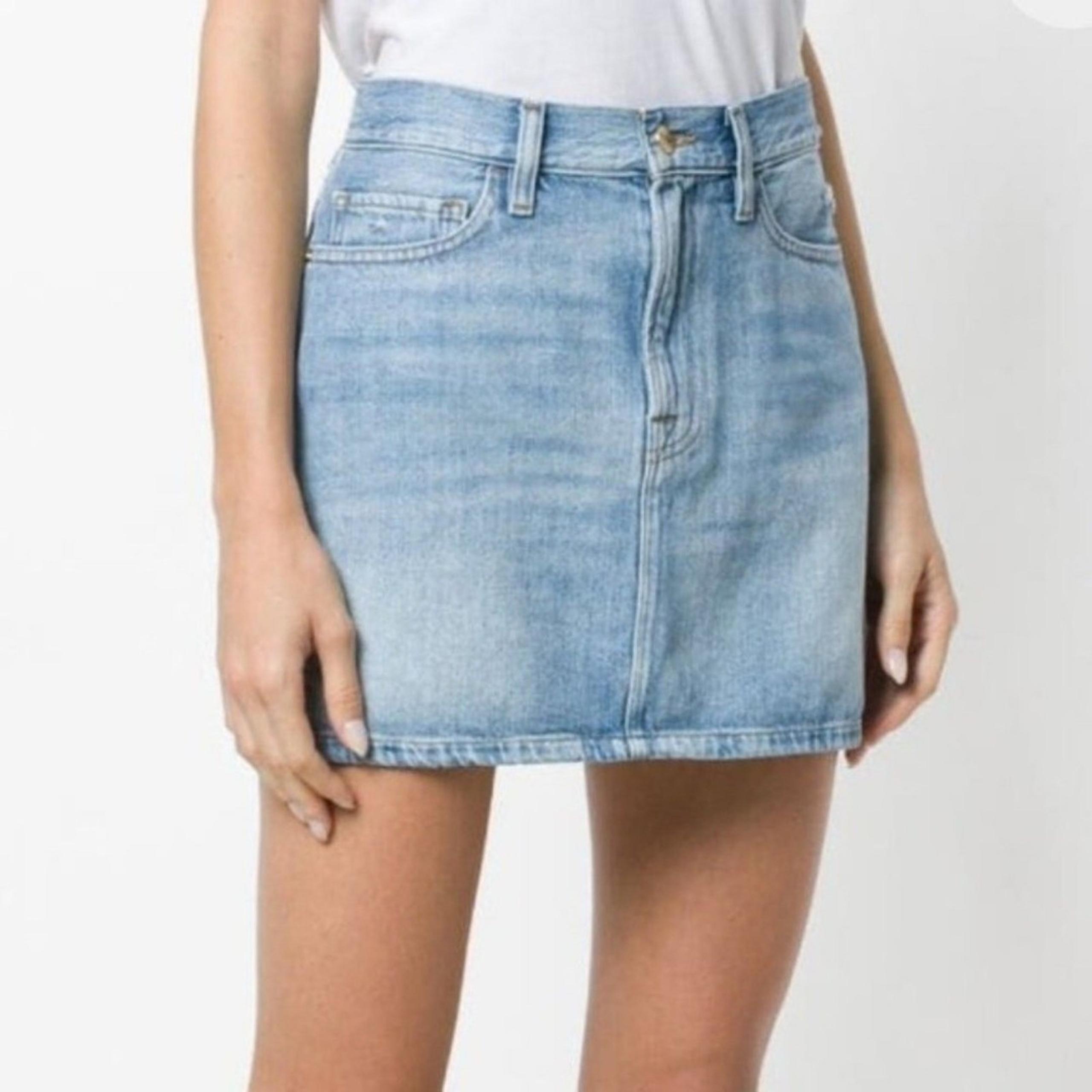 FRAME Le Mini Skirt High Waist A-Line Womens 24 Distressed Denim