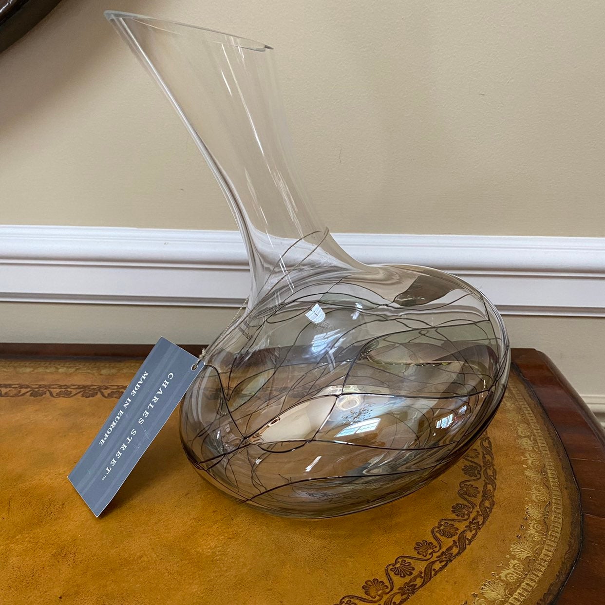 NWT Made in Europe Glass Tilted Wine Decanter Carafe
