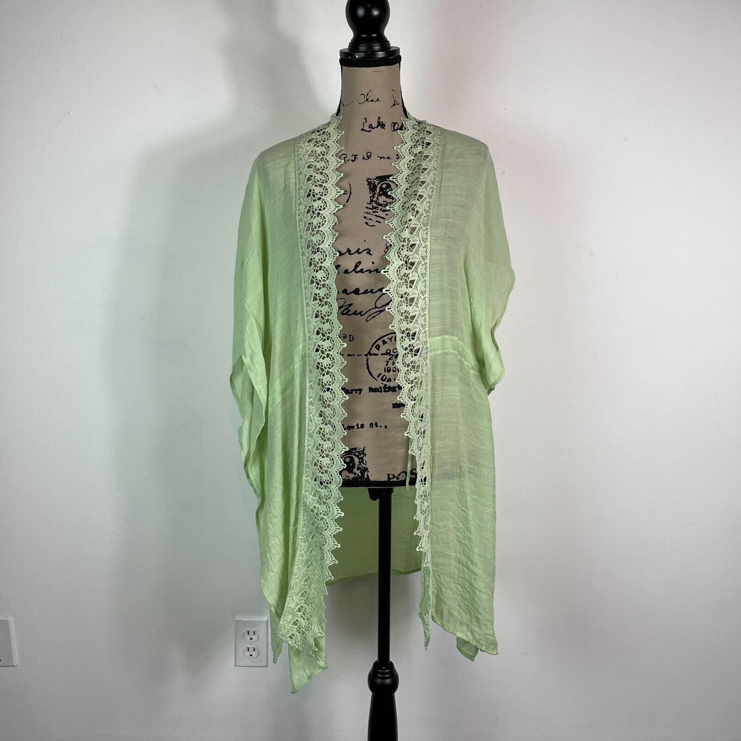 Melrose and Market NWT Green Lace Trim Waist Tie Swimsuit Cover Up Size OS