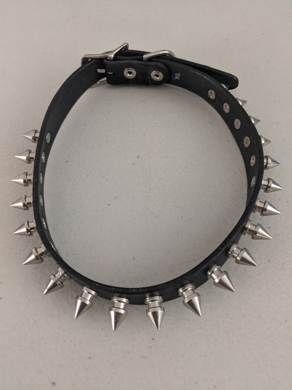 Vintage Genuine Leather Black Vikings Spikes Rivet Choker Goth Punk Emo