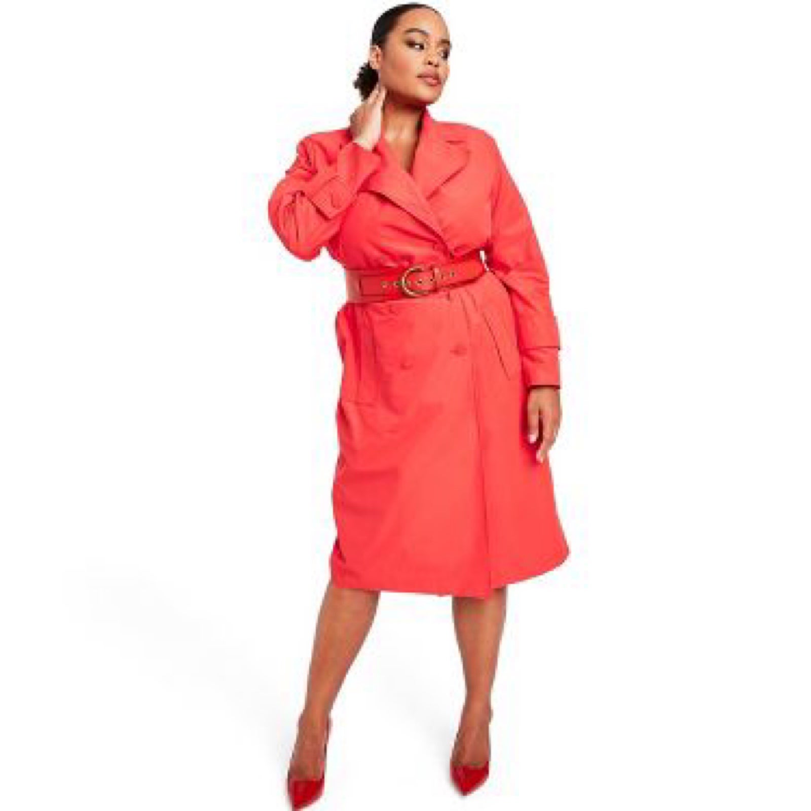 NWT Women s Strong Shoulder Trench Coat Sergio Hudson x Target Red