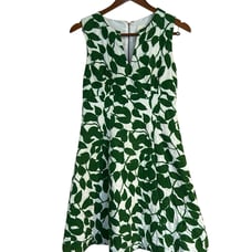 Kate Spade A Line Cotton Quilted Leaf Dress