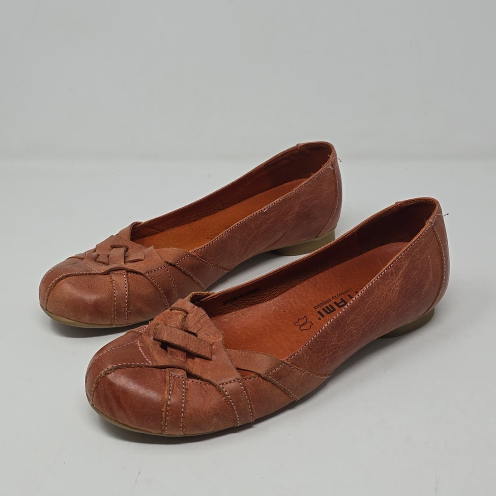 Birkenstock Tatami Ivana Court Orange Leather Woven Flats Size 37