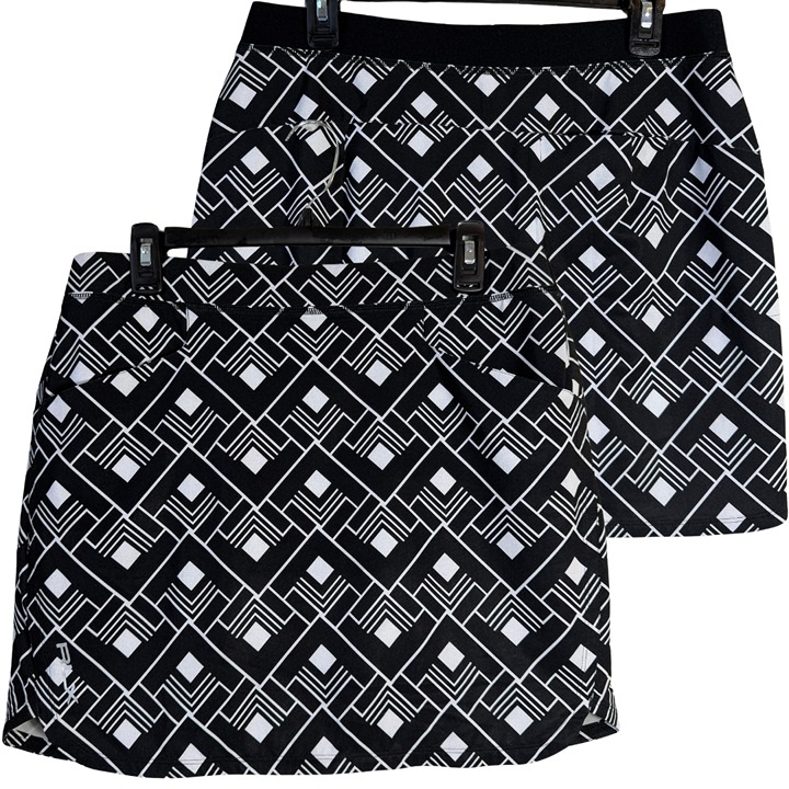 NWOT RLX Ralph Lauren Geometric Mini Skort Womens Medium Black White Active Golf