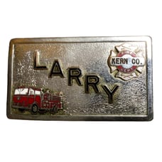 Vtg Kern County CA Fire Department Larry Petree Belt Buckle Hook Fast 899A B