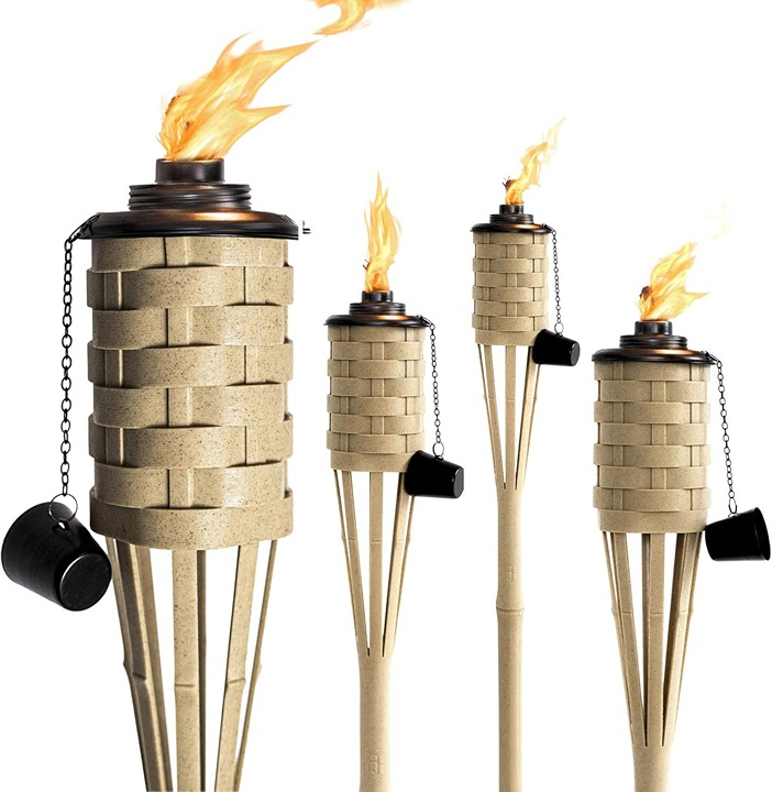 Bamboo Torches, Outdoor Citronella Torch 60 Tall 4 Pack