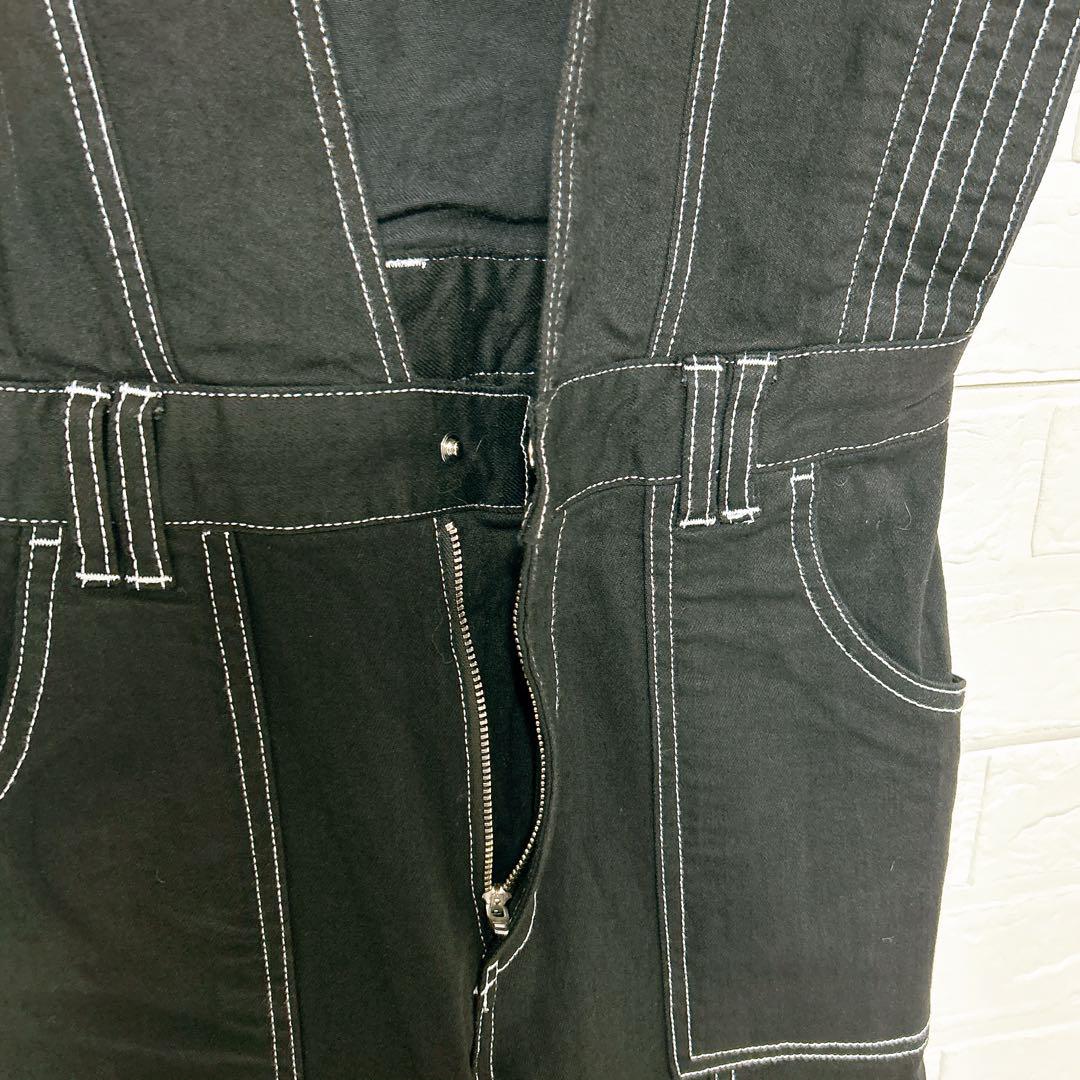 Excellent Condition】 Ameri V NECK DENIM JUMPSUIT Black