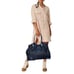 Tory Burch LARGE Ella Logo Navy Nylon Patent Leather Tote Bag MSRP 298