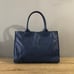 Tory Burch LARGE Ella Logo Navy Nylon Patent Leather Tote Bag MSRP 298
