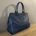 Tory Burch LARGE Ella Logo Navy Nylon Patent Leather Tote Bag MSRP 298