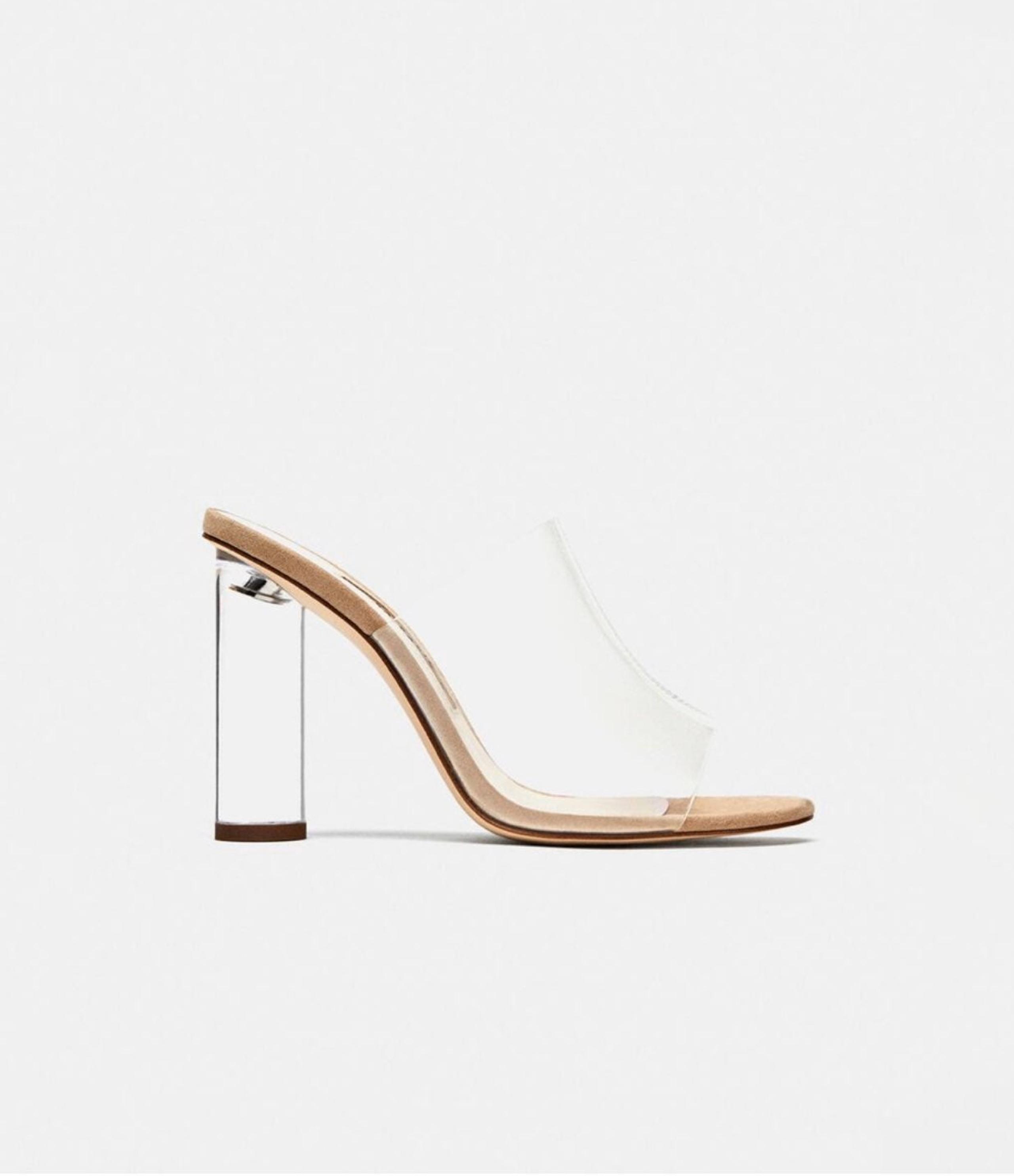zara vinyl mules witn methacrylate heels