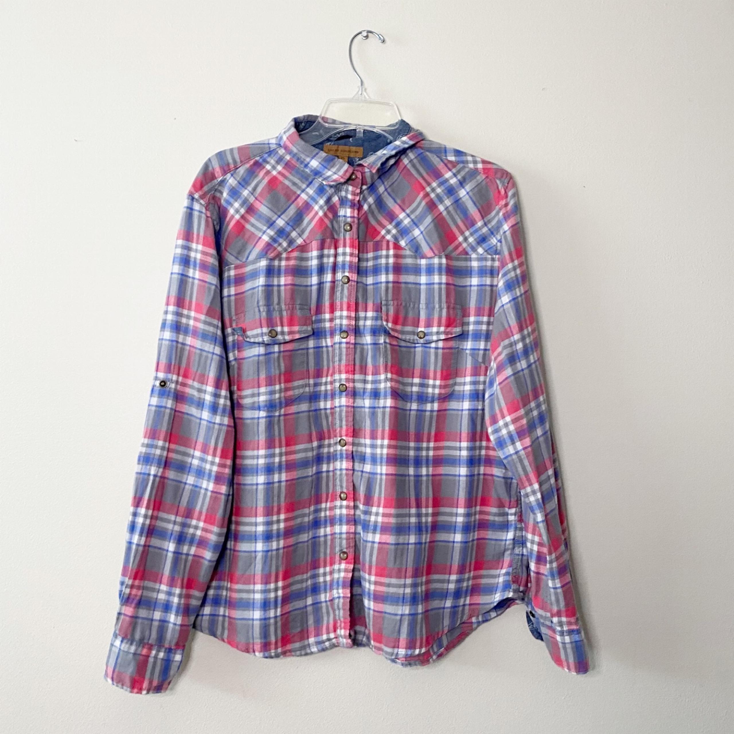 Jachs Girlfriend - Long Sleeve Button-Down Plaid Shirt (XL)