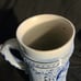 J.W. Remy Beer Stein Blue And White German Writing On Stein