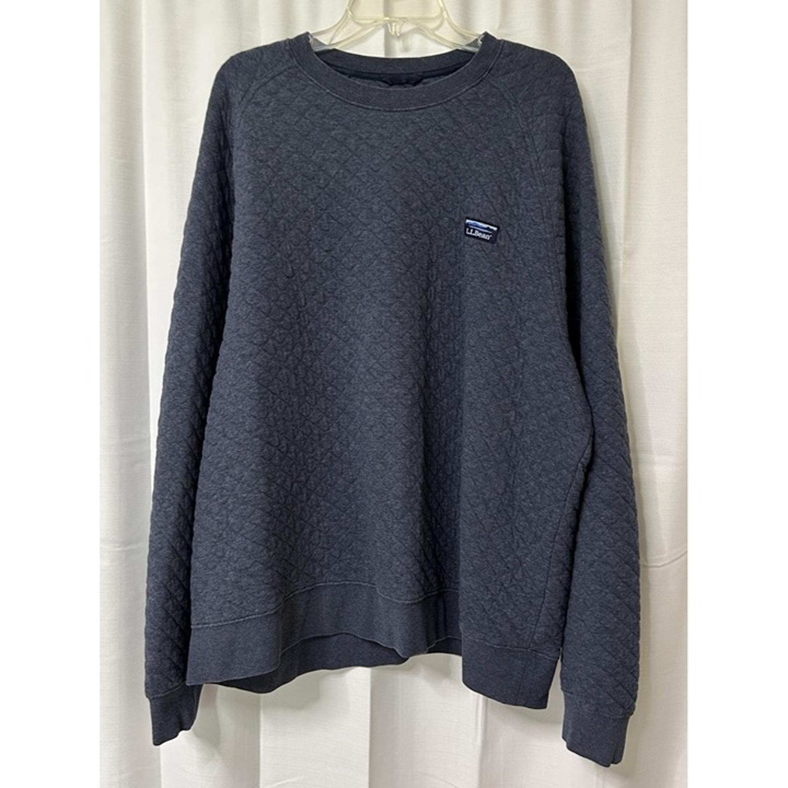 LL Bean Quilted Men’s Large Crewneck Pullover sweatshirt  Navy Blue Size XXL