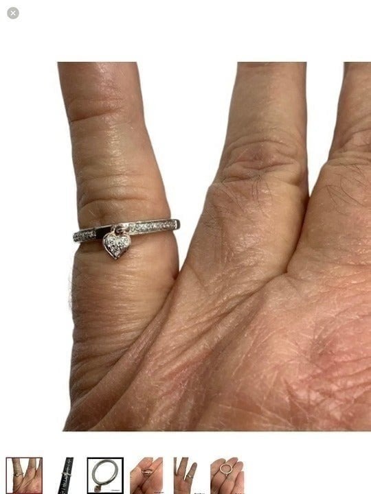 JWBR sterling silver 10k gold Diamond charm ring Size 4.75 excellent condition