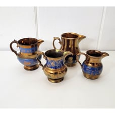 Antique Lusterware Jug Collection Copper Luster Lot of Four