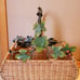 Wicker and Metal Basket Grapes Leaves