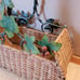 Wicker and Metal Basket Grapes Leaves