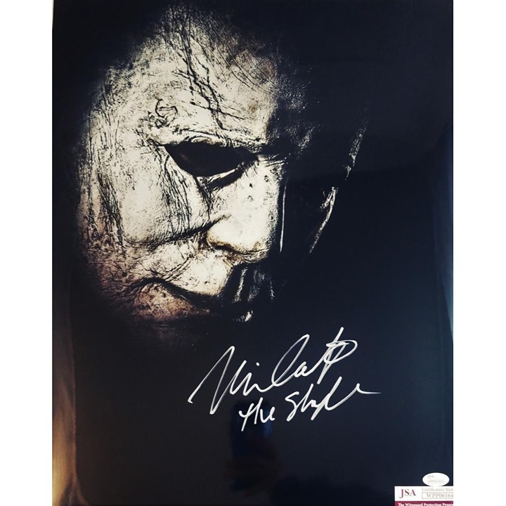 NICK CASTLE MICHAEL MYERS SIGNED 16X20 METALLIC PHOTO HALLOWEEN JSA COA 642