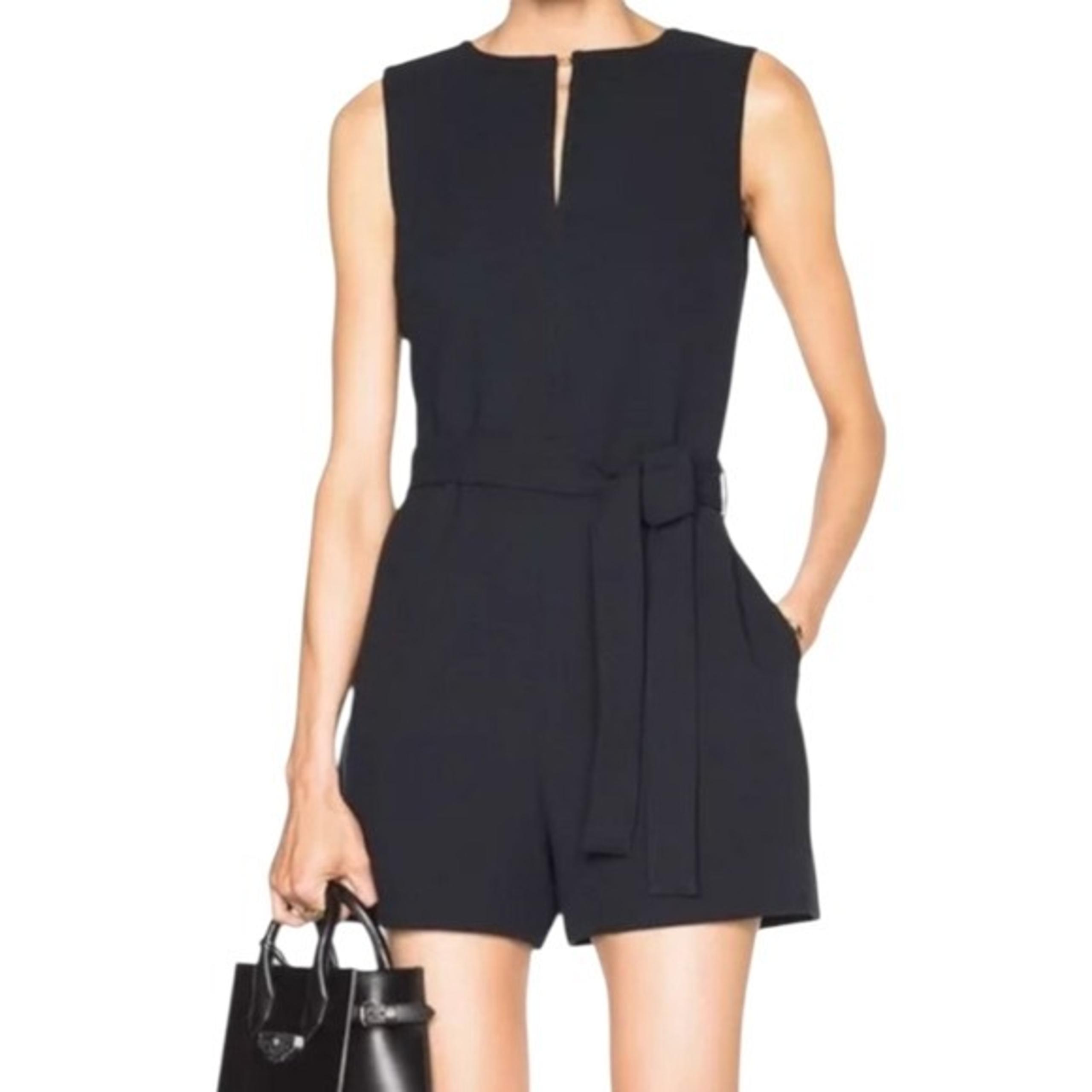 VICTORIA BECKHAM Target Black Waist Tie Sleeveless Romper Women Small Minimalist