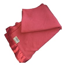 Vintage Faribault Woolen Mills Pure Wool Superwash Twin Blanket Satin Trim Red