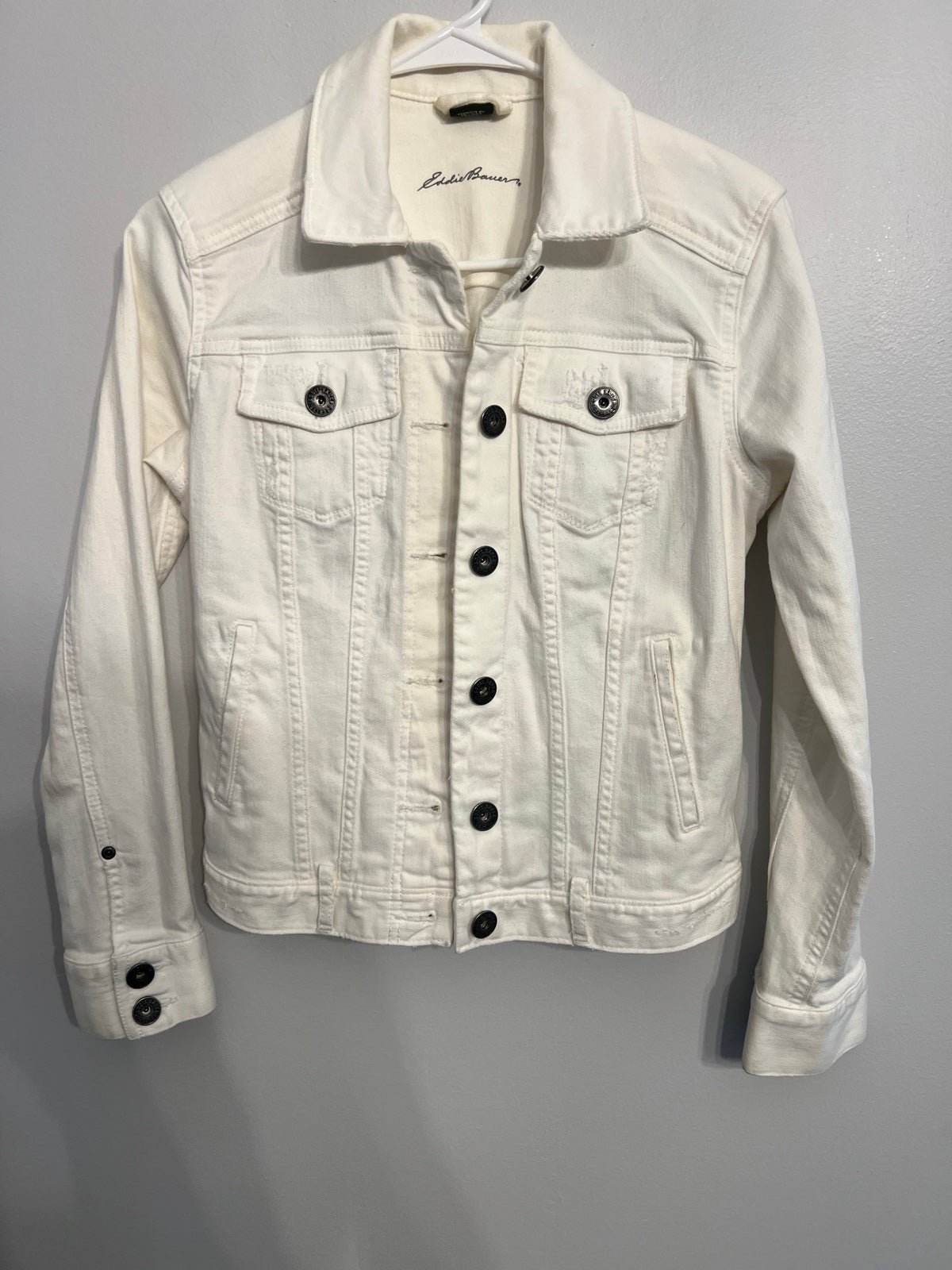 Women's White Size XS Petite Eddie Bauer Jean Jacket