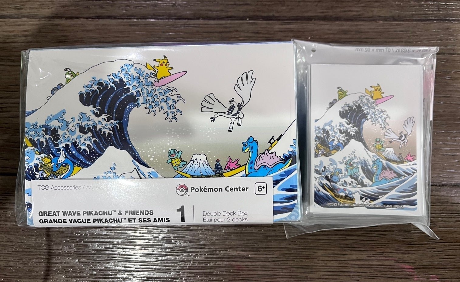 Pokémon center TCG Great Wave Pikachu & Friends Double Deck Box & Sleeves Set