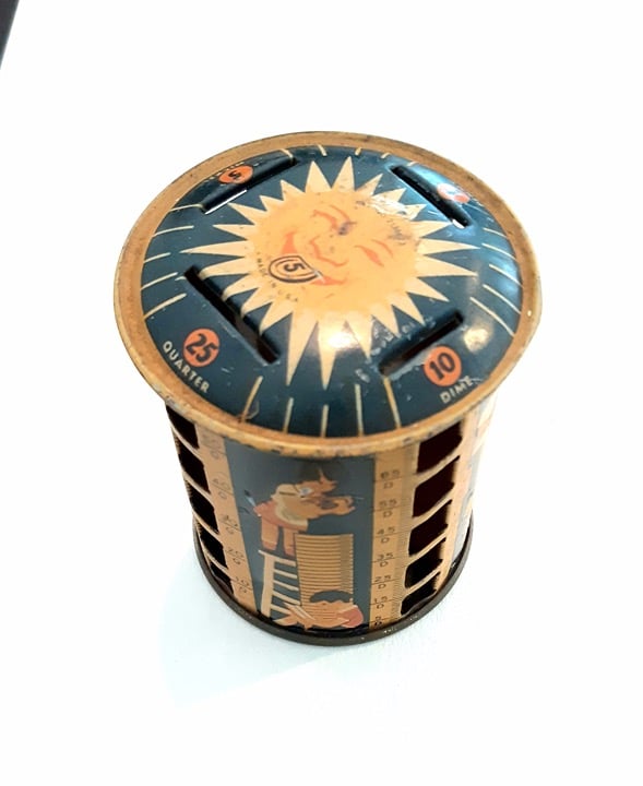 Rare 1938 TIN LITHO TOY COIN SORTER BANK by Kriegsfeld