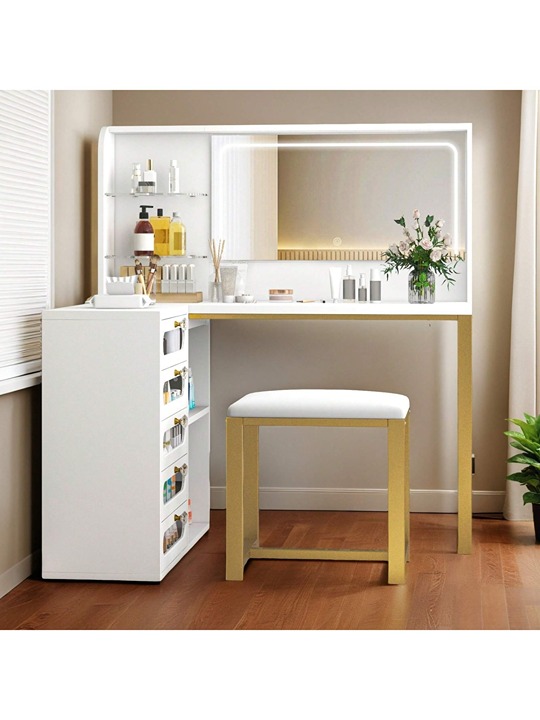 Vanity Desk Set Makeup Vanity With Mirror And Lights 3 Lighting Modes