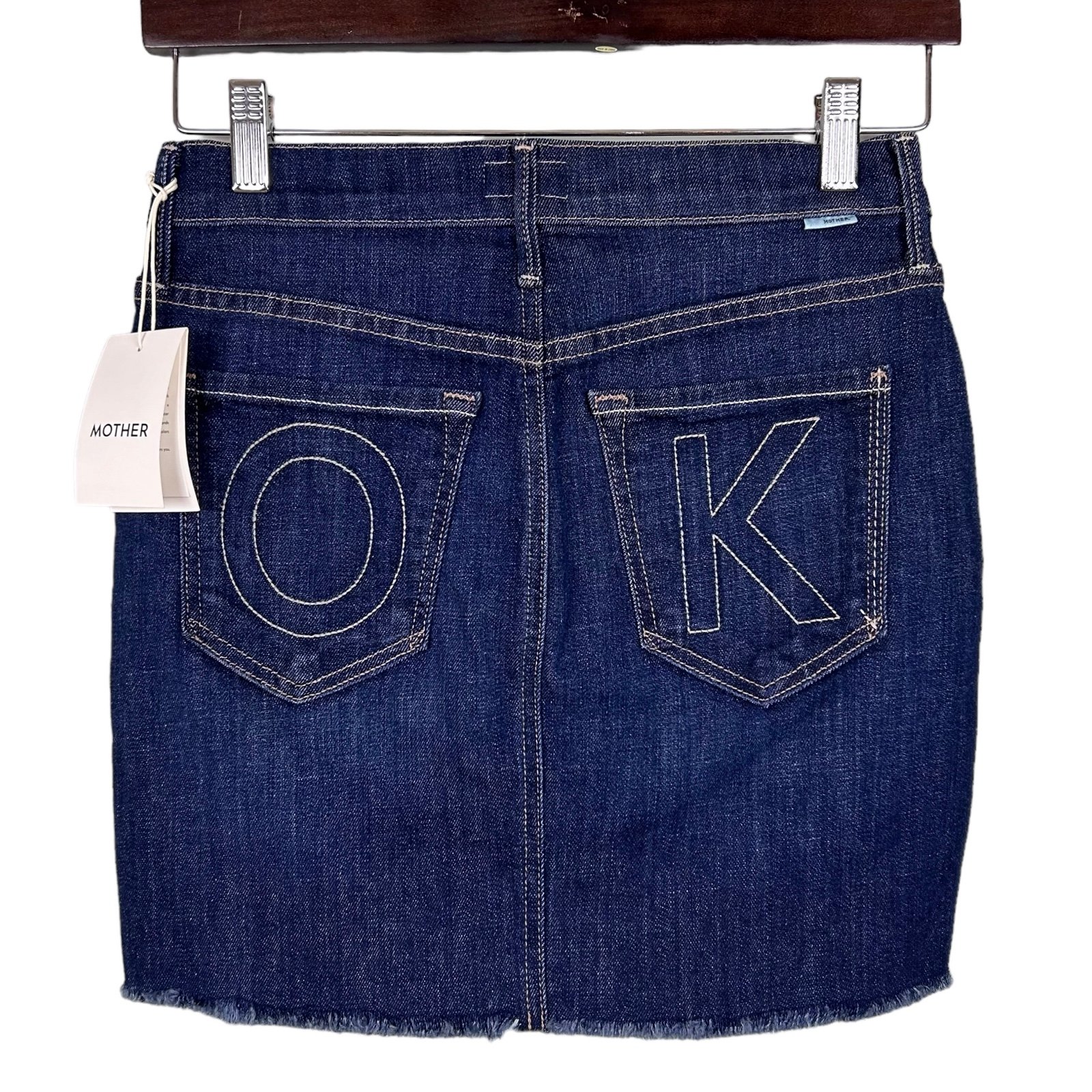 Mother The Angel Peg Fray Denim Mini Skirt OK Clean Sweep 26 New