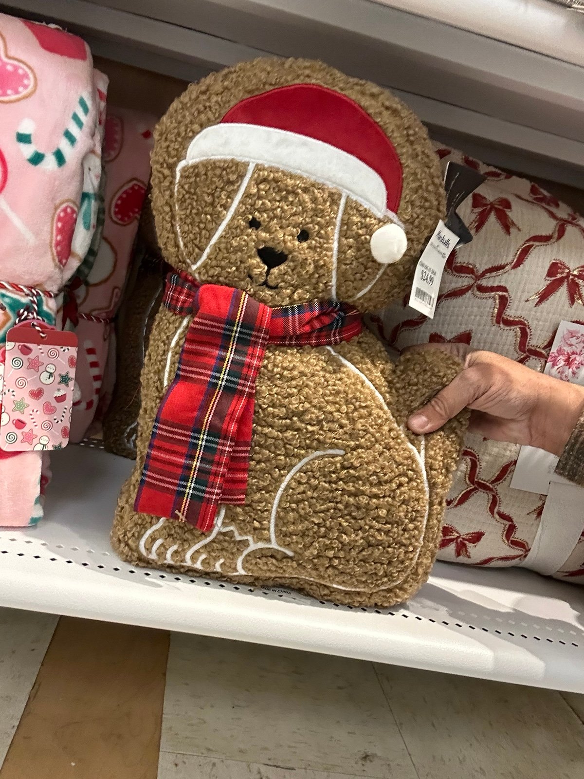 Find gingerbread dog Christmas throw pillow