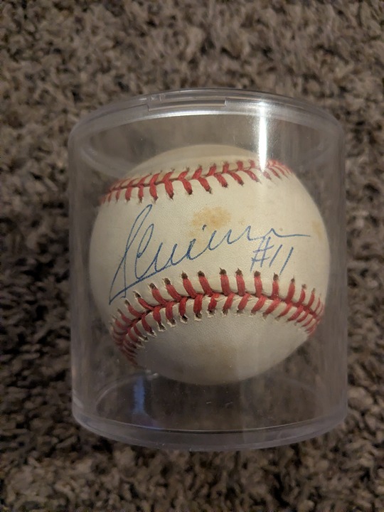 Jose Guillen Autographed Baseball 1998 Donruss Authentic Signature Series 85/120