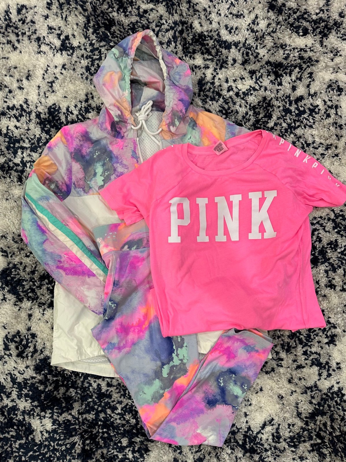 Victoria's Secret Kids Tie-Dye Hoodie and PINK T-Shirt Set