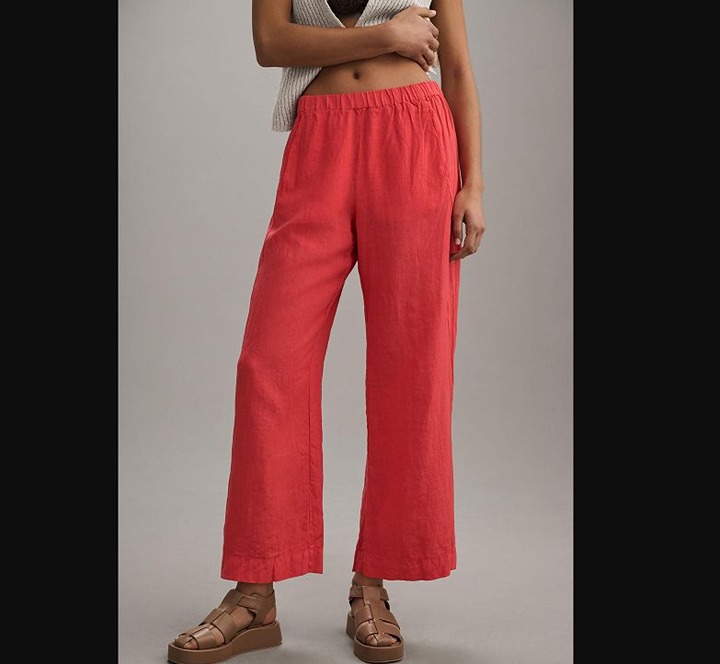 NWOT women's L Anthropologie x Velvet by Graham & Spencer Lola linen pants Kiss