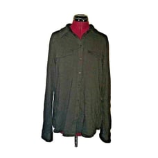 Columbia Easygoing Shirt Black Women Tab Sleeves Button Front Size Large