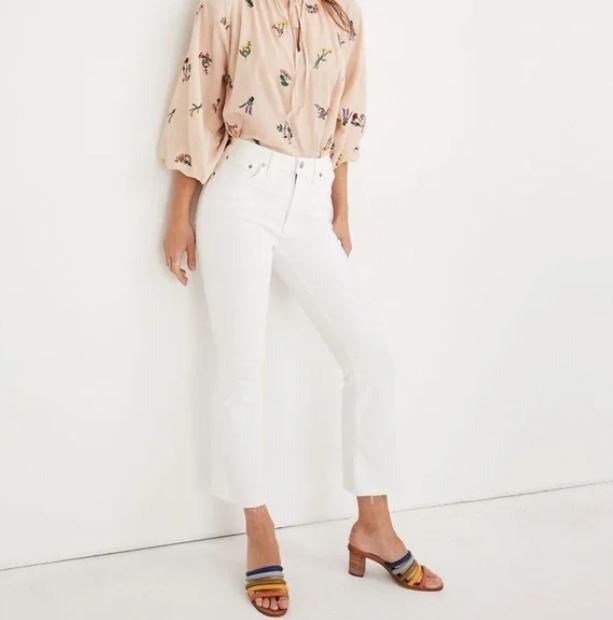 Madewell Petite Cali Demi-Boot Jeans in Pure White: Raw-Hem Edition 26S