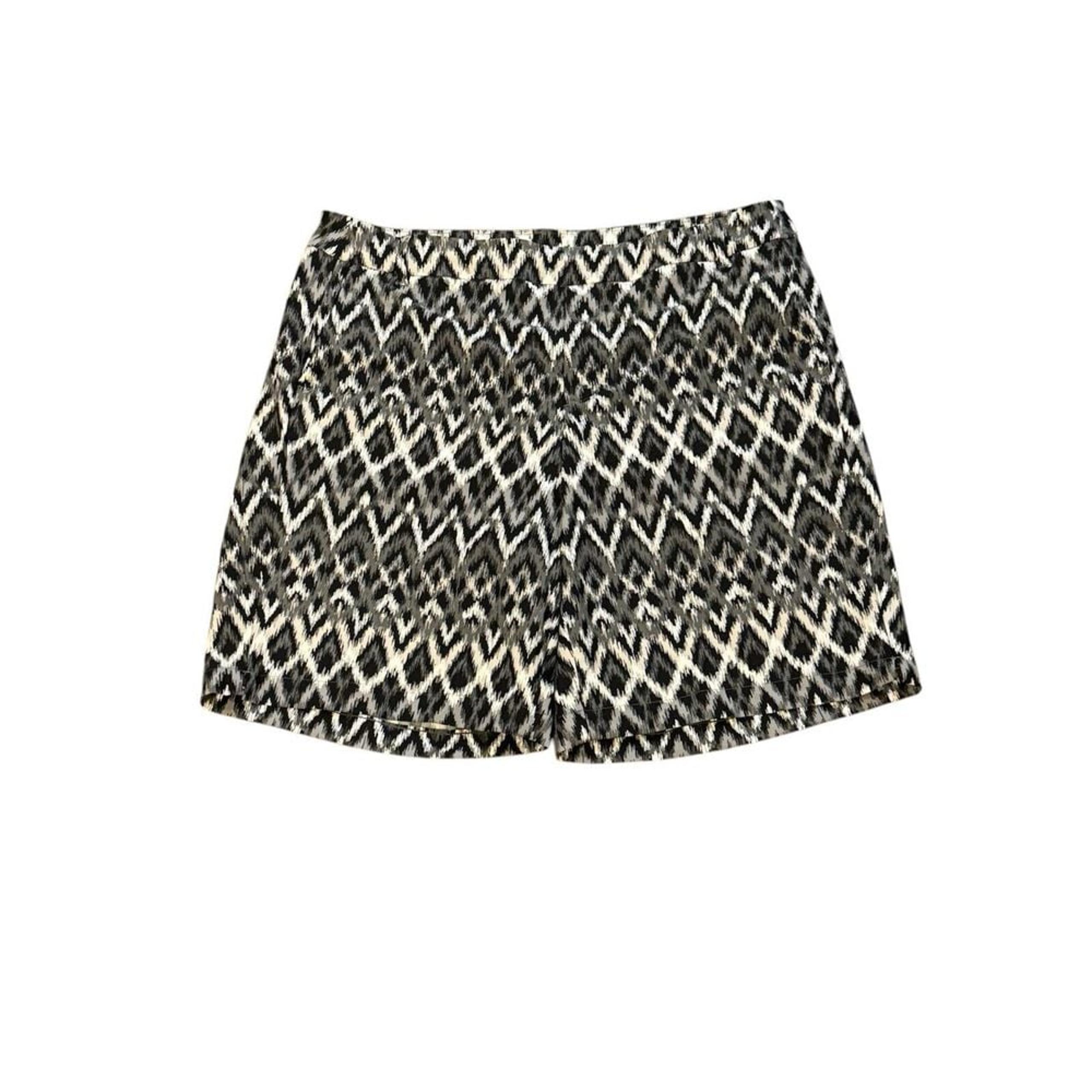 Spanx Black White Gray Geometric Ikat High Rise Sunshine Pull On Shorts Size XL