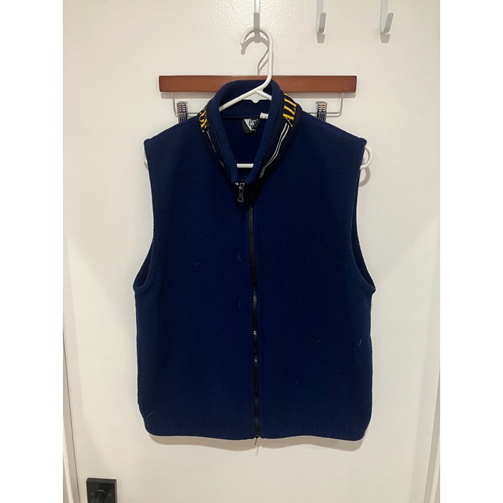 Point 40 Men's Vintage 80's Allegheny College Full Zip Vest, Blue, Medium