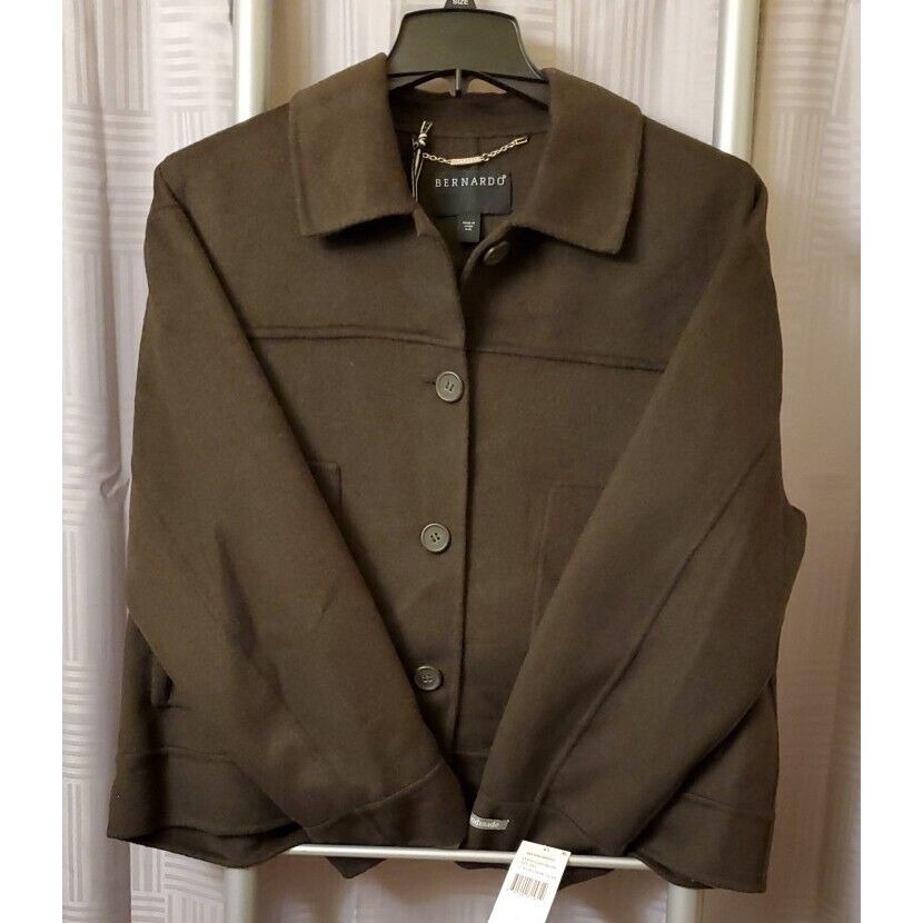 NWT Bernardo Wool Blend Button Blazer Jacket Lightweight Size XXL Dark Olive