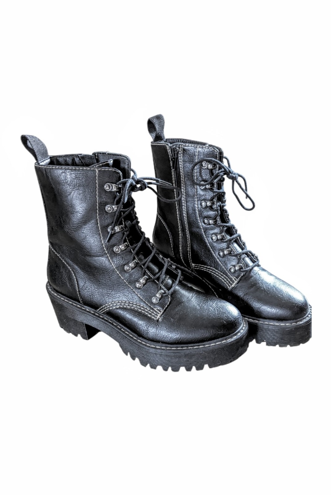Madden Girl Black Hawke Combat Boots, Size 8