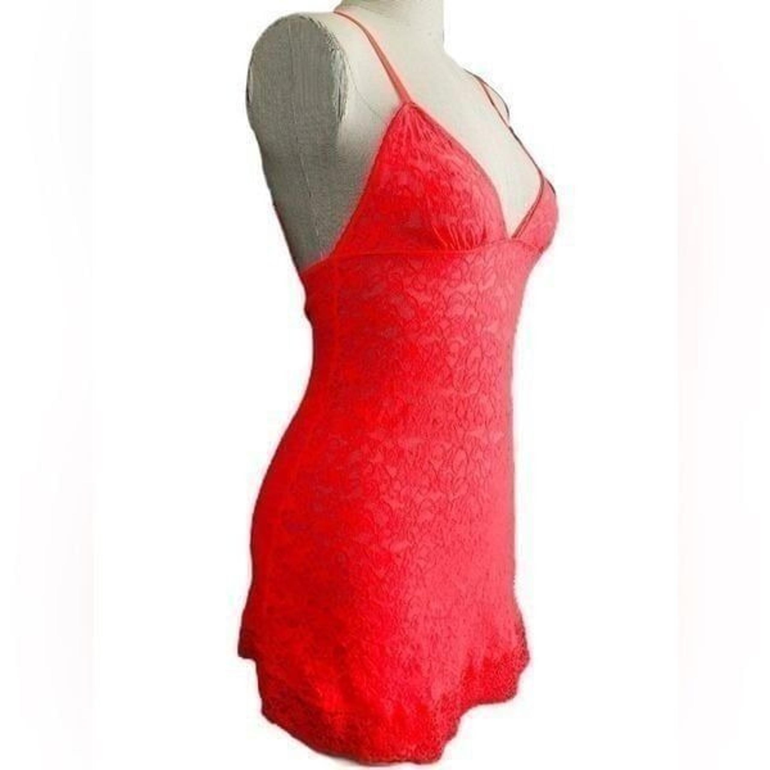 Victoria’s Secret Y2K Vintage Neon Coral Floral Lace Slip Lingerie Women’s Large