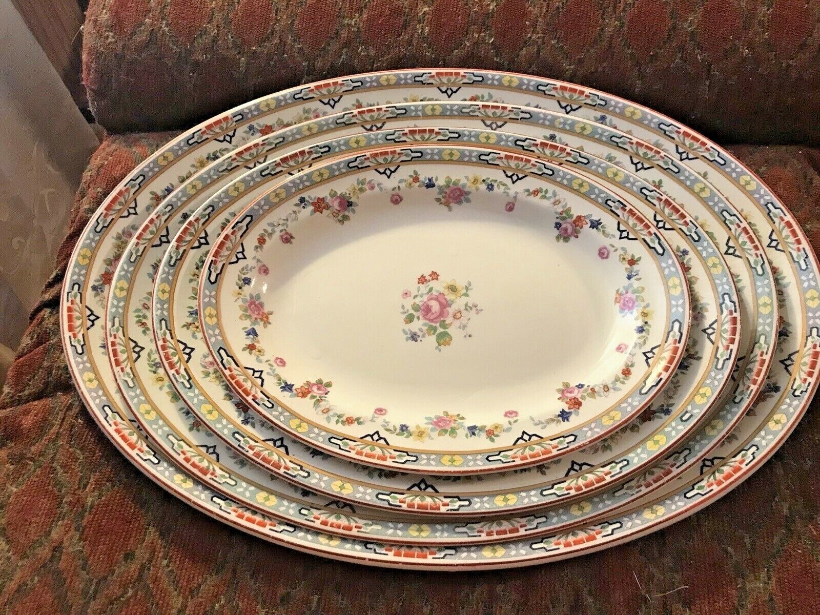 SET OF 4 ANTIQUE WH GRINDLEY DRESDEN PLATTERS EARLY 1900's