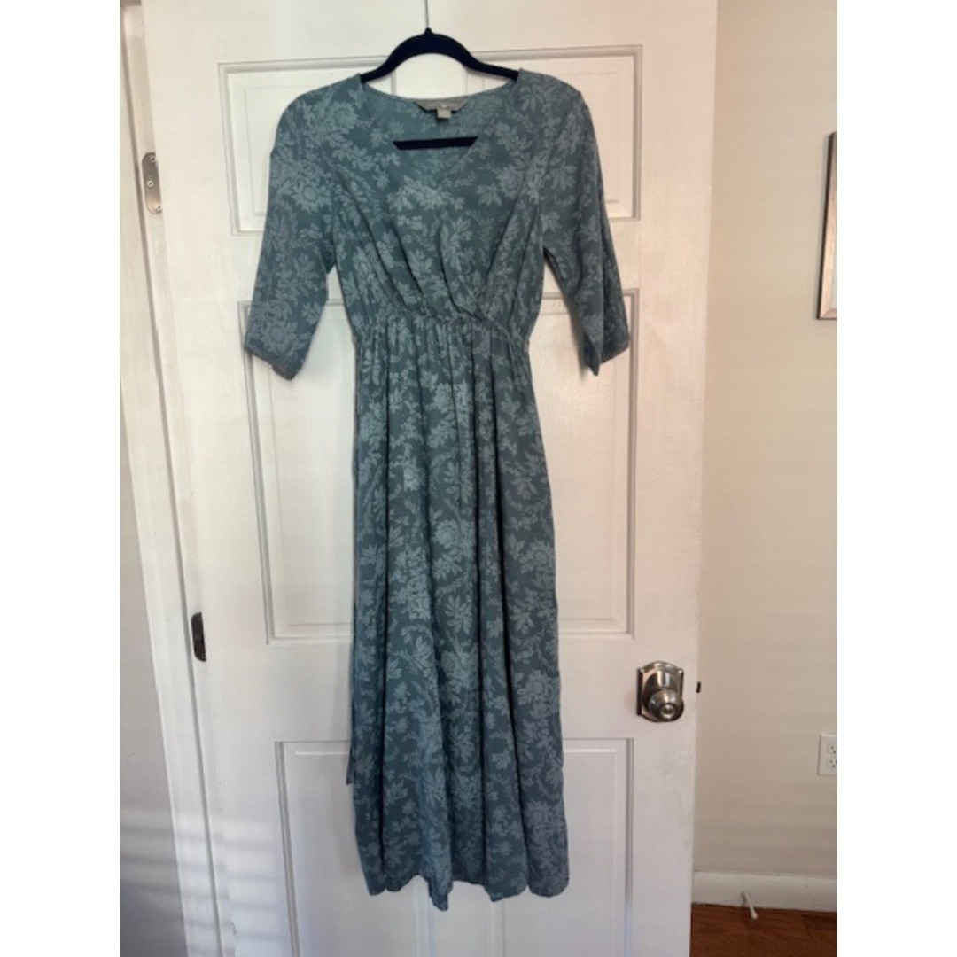 April Cornell blue floral prairie modest dress, size XXS
