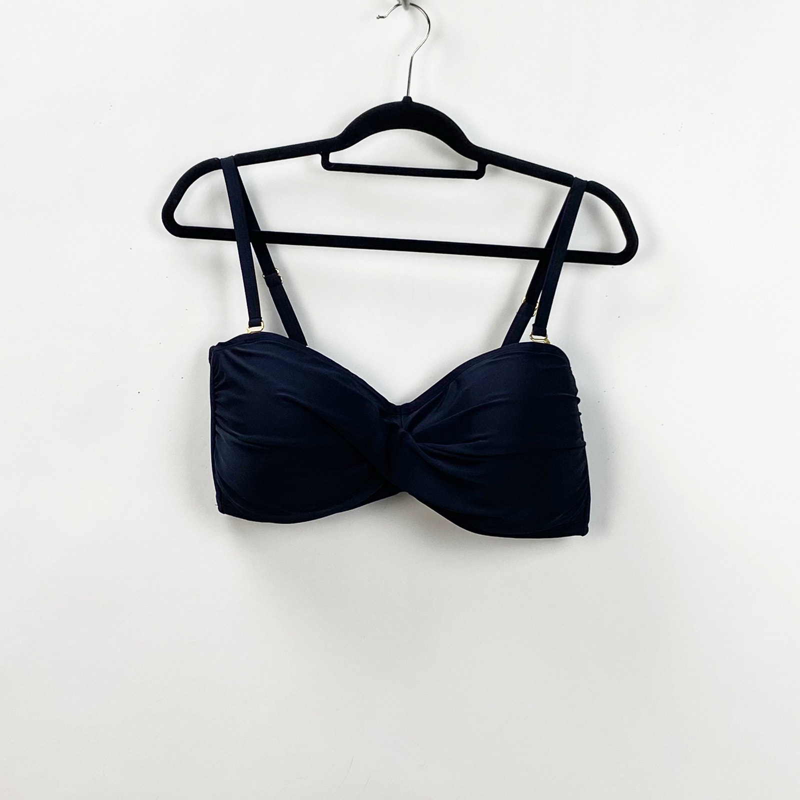 Swimsuits for All 14 NWOT Womens Solid Black Rouched Bikini Top