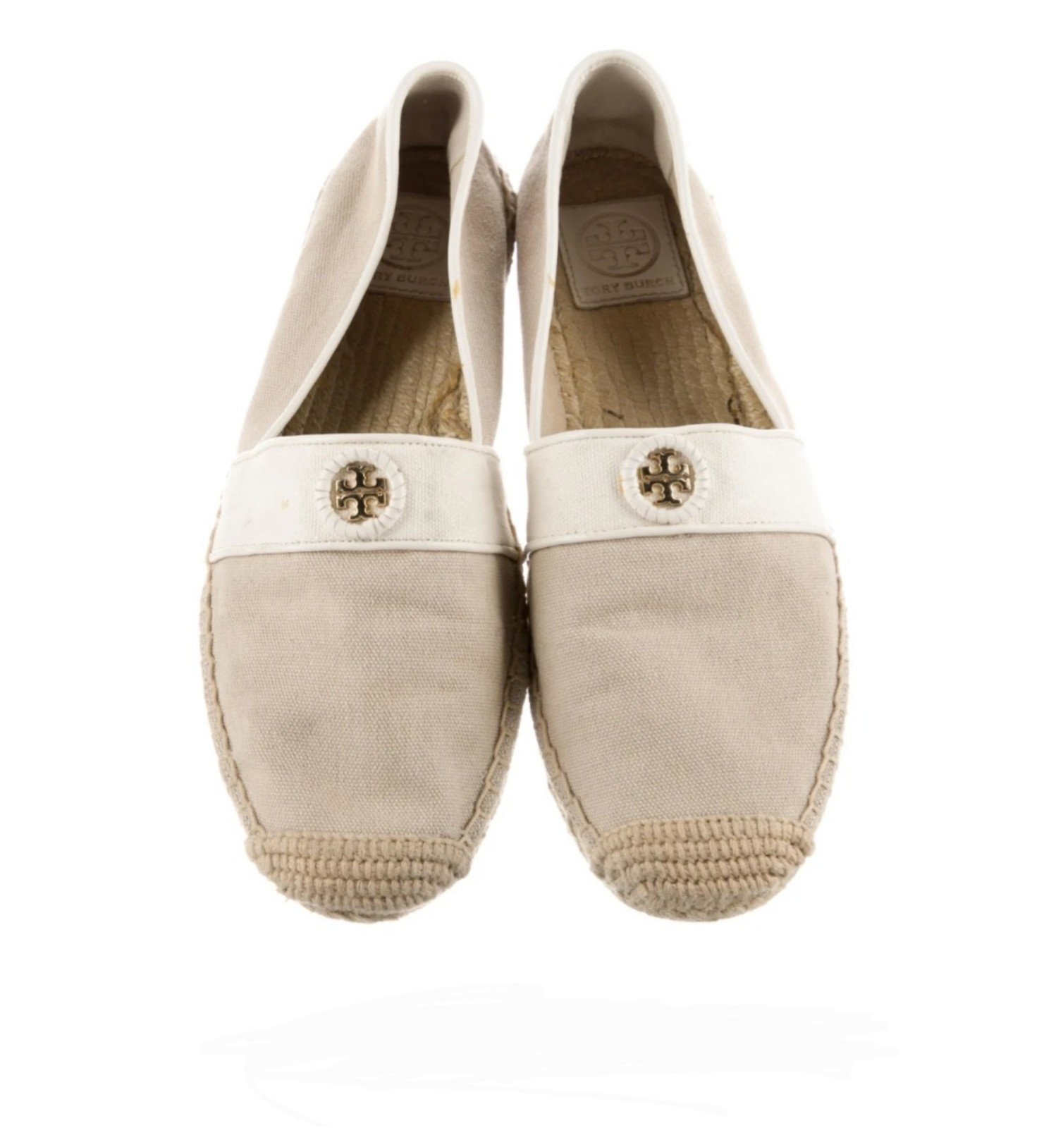 Tory Burch Lacey Canvas Khaki / Ivory Flat Espadrille