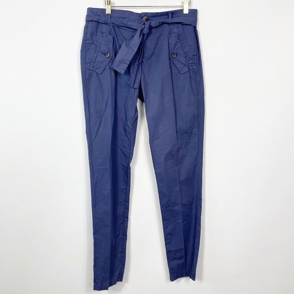 Stile Benetton Blue Paper Bag Waist Pants Capris NWT EU 42 / US 6