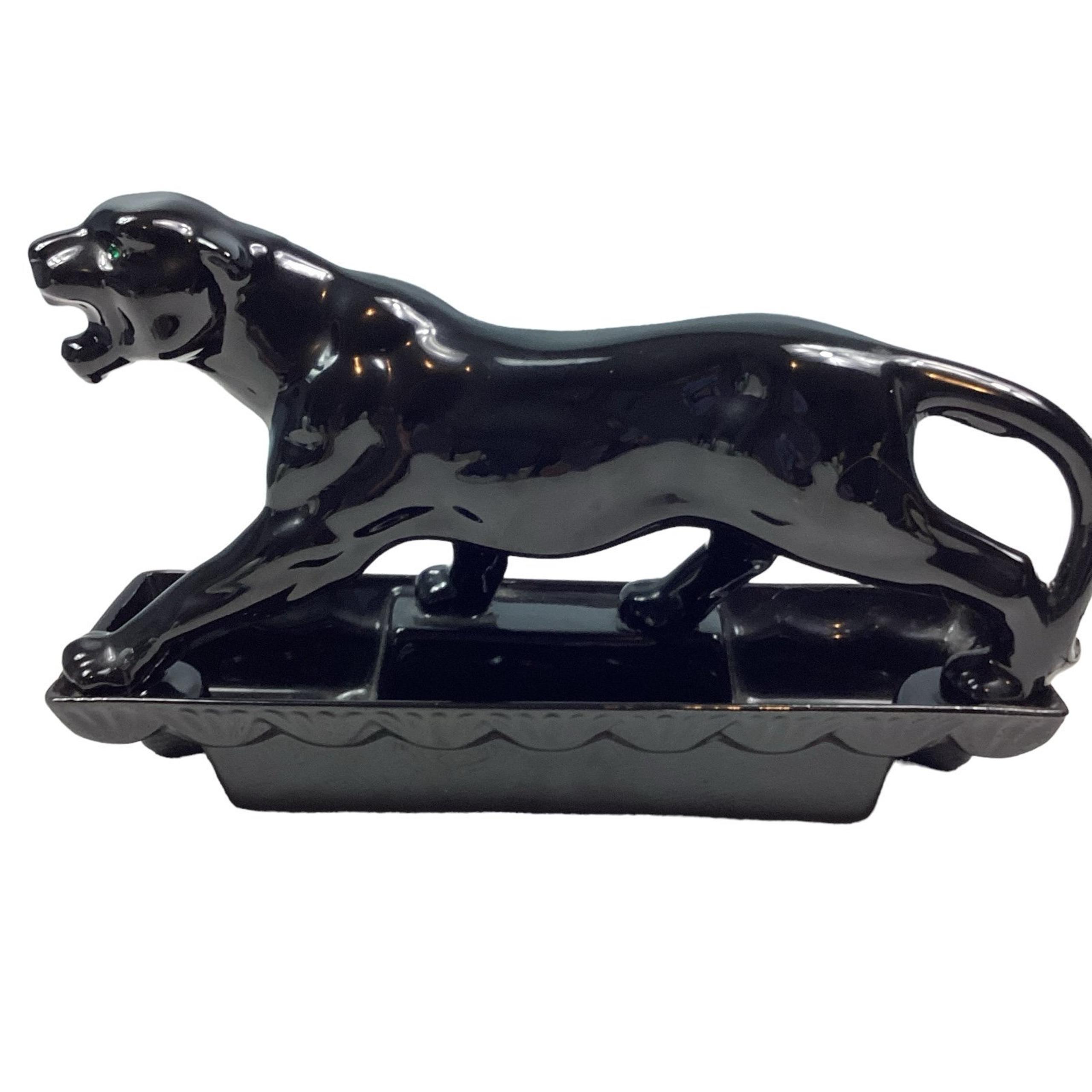Vintage Lane & Co Mid century, ceramic black panther lamp